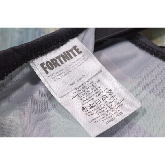 Fortnite Skull Trooper Green Glow In The Dark Halloween Costume Kids Size M 8-10 - Picture 10 of 10